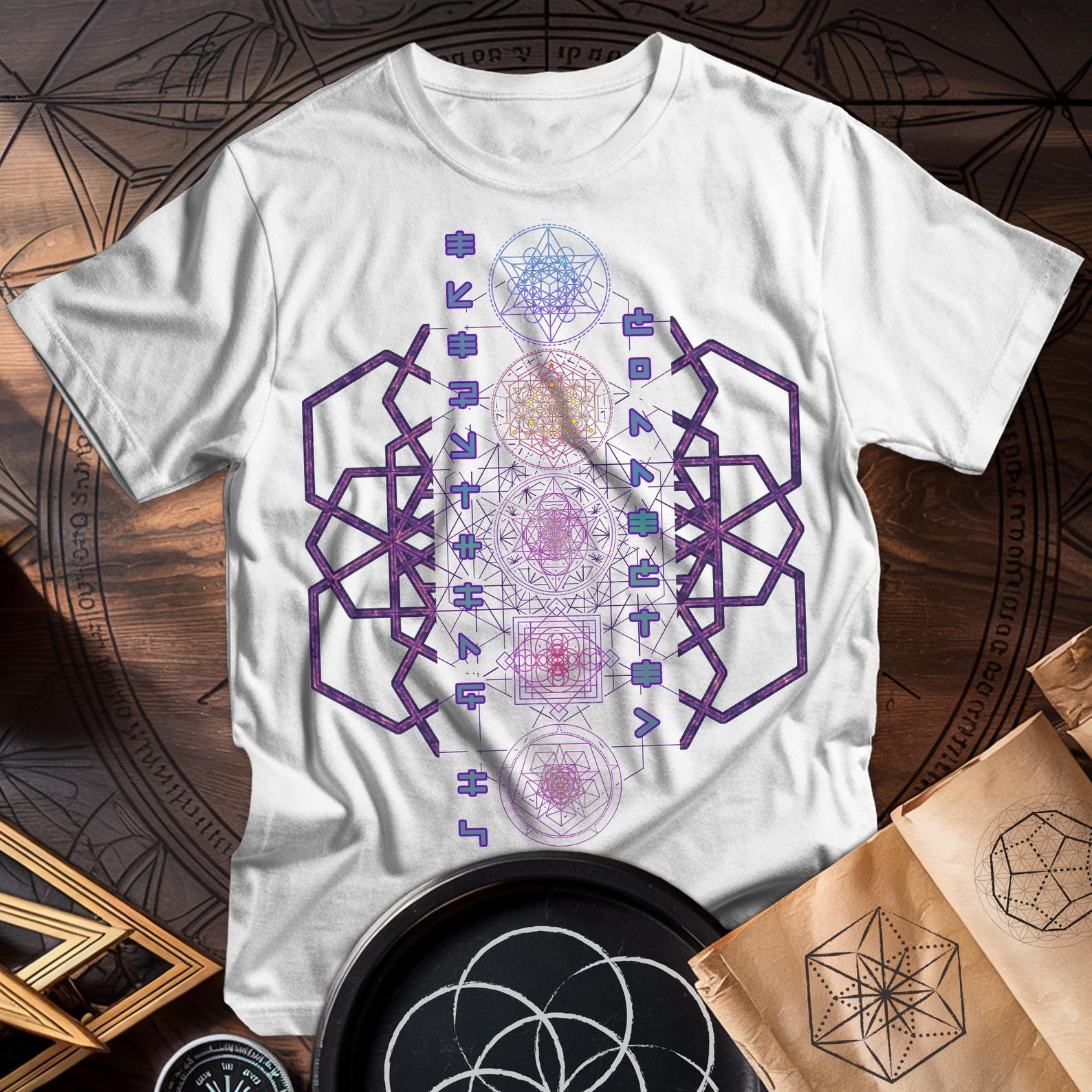 Sacred Geometry T-Shirt | Esoteric Spiritual Symbol, Festival Tee 4XL