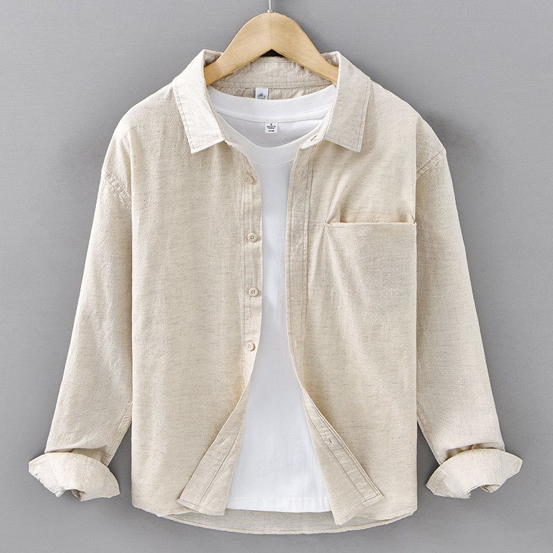 Spring Summer Japan fashion Retro Washed Cotton and Linen Long sleeve Shirts Men's Linen Casual Shirt Loose Breathable New Thin