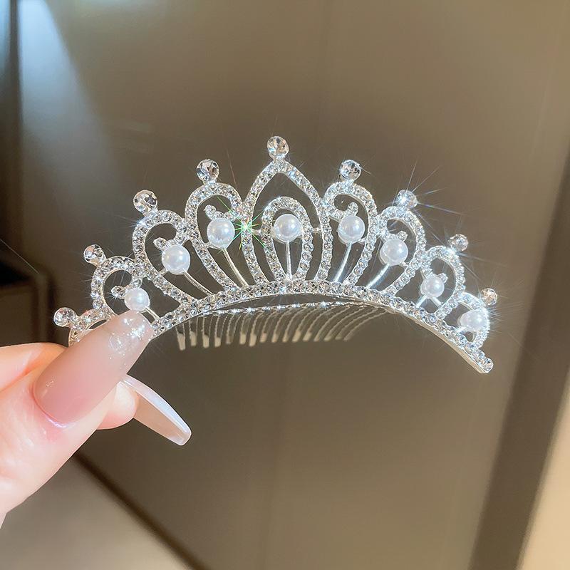 Super flash full diamond princess queen crown headband bride wedding banquet crown light luxury high-end temperament hair accessories woman