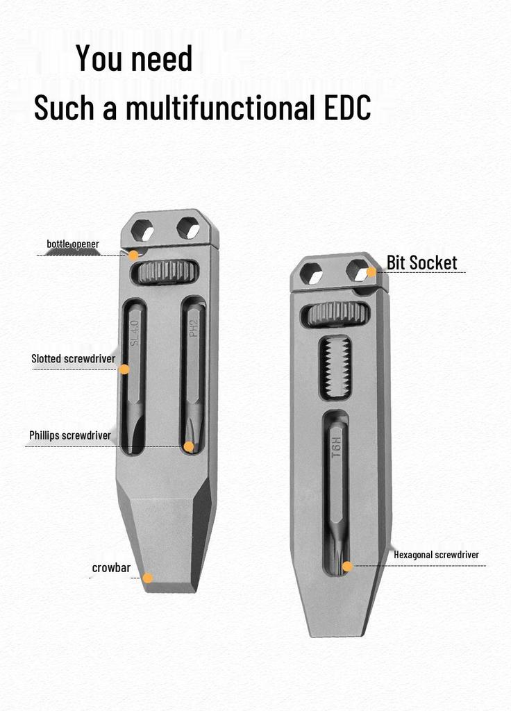Titanium Alloy Multifunctional Adjustable Pocket Wrench & Keychain Screwdriver Tool