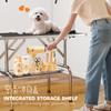 42" Dog Grooming Table, Adjustable Pet Cat Drying Beauty Table with 2 Loops Storage Basket, Rubber Top, Black