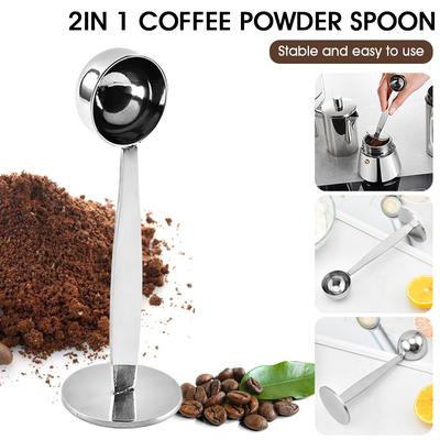 Kaffeelöffel, 2-in-1, Kaffeelöffel aus Edelstahl, Kaffeestampfer zum Messen und Mahlen von Kaffeebohnen, stehender Löffel für das Homeoffice