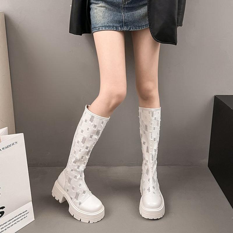 Fashion 2025 New Women's Boots Summer Mesh Breathable Knee-high Boot Designer Women Boots Outdoor Non Slip Platform Boots Botas De Mujer