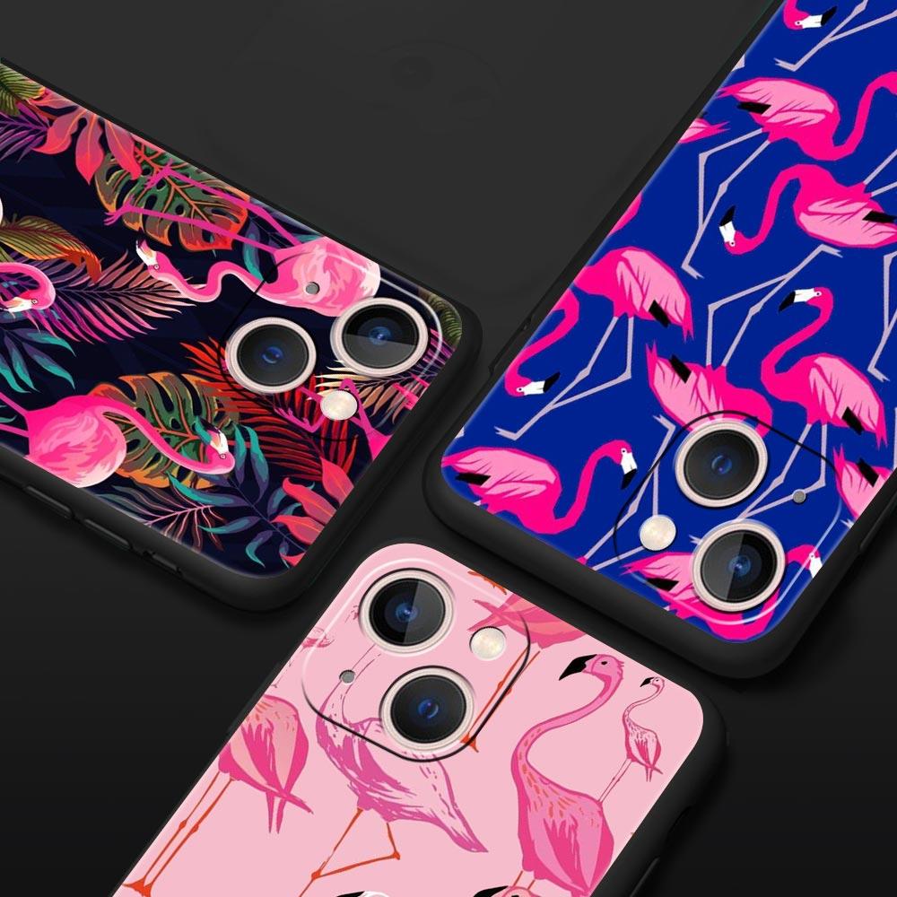 Pink Red Flamingo Luxury Phone Case For iPhone 11 14 15 Pro MAX 12 13 Mini 7 8 Plus X XR XS SE Silicone Shockproof Cover Funda