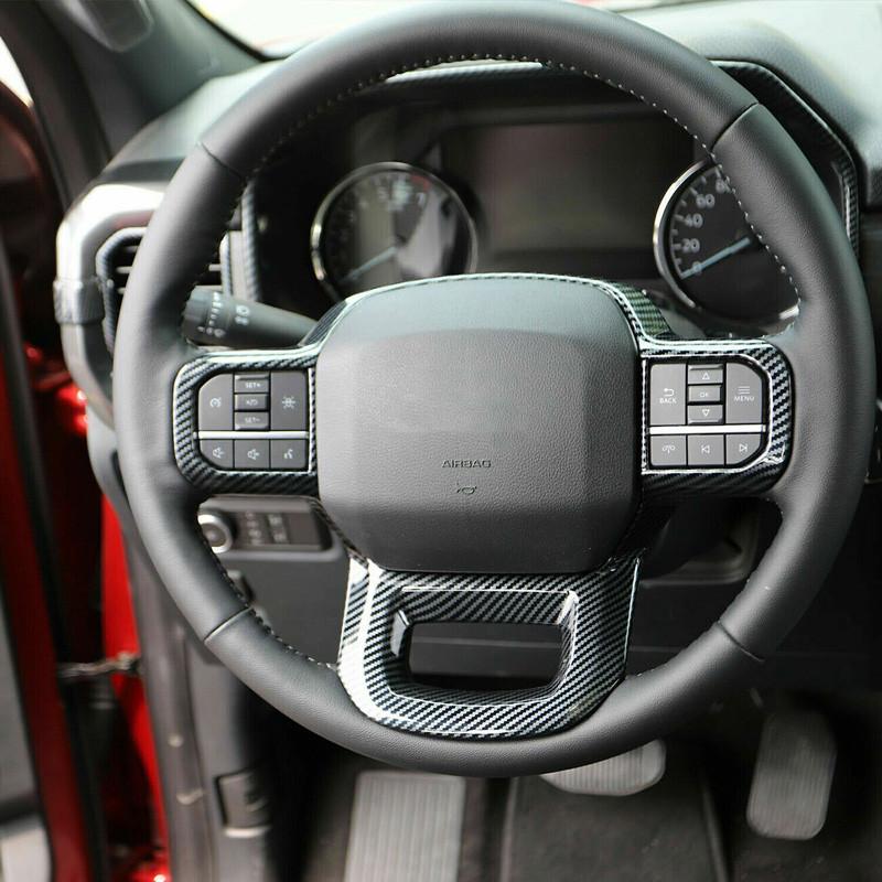 3Pcs/Set Carbon Fiber Style Steering Wheel Cover Trim Fit For Ford F-150 F-250 F-350 Expedition