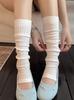 Gray Stacking Socks Children'S Knitted Socks Cover Spring And Summer Thin Long Tube Stepping Leg Cover Miu White Calf Socks