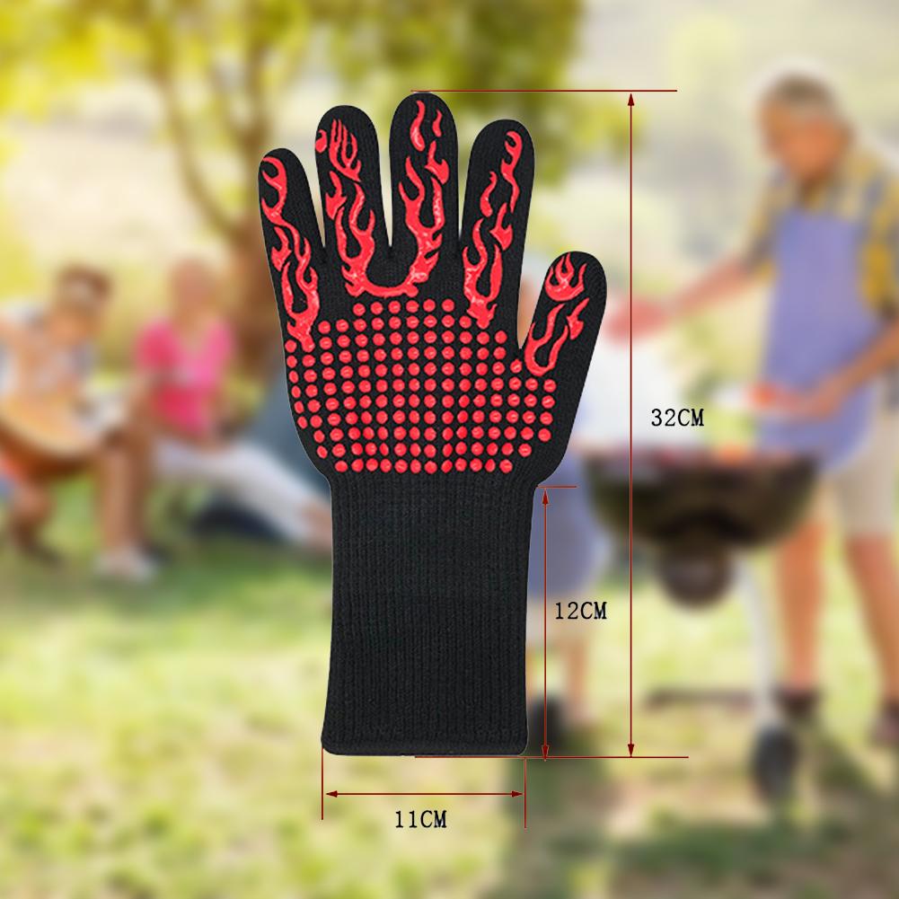 BBQ Grill Heat Resistant Gloves, 1472°F/800°C Extreme Heat Resistant Barbecue Gloves, Anti-slip Silicone Oven Mitts For Cooking Baking Grill Smoker