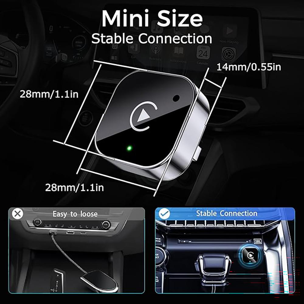 Wireless Carplay Adapter Android Auto 2026 Upgrade Wired CarPlay to Wireless,2-in-1 Mini USB Design with Fast Stable Connectio