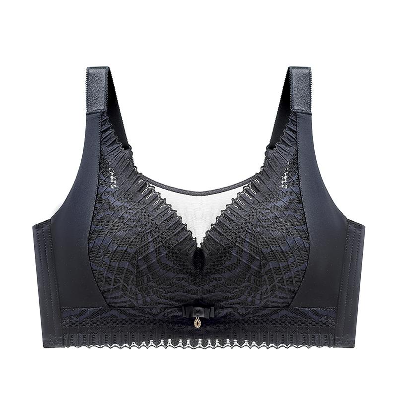 

Женское тонкое нижнее белье без ободков Бюстгальтеры пуш-ап с большой грудью Маленькие незащищенные бюстгальтеры собраны в коллекцию заместитель груди 38/85E чёрный