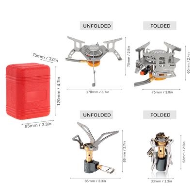 Lixada 3000W Set di pentole da campeggio portatili Mini fornello tascabile da campeggio Fornello a gas con bruciatore diviso