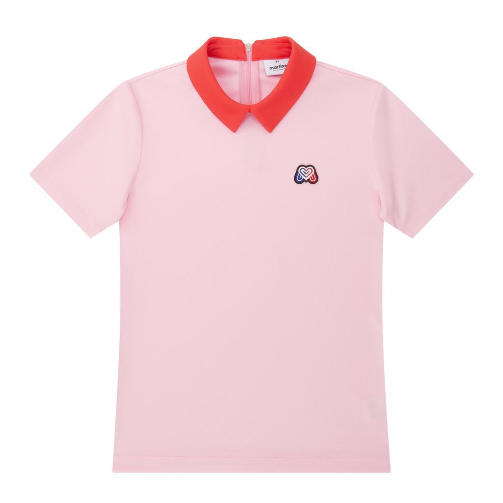 MARTINE GOLF Cool Pique Back Zip-Up Shirts_Pink