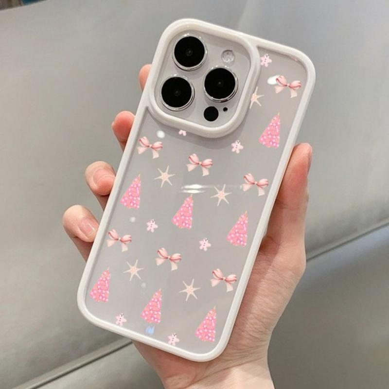 Pink Bow Bear Christmas Tree Phone Case for Samsung Galaxy S23 S22 S21 FE A56 A55 A54 S25 S24 Ultra A06 A16 A15 A35 A34 5G Cover