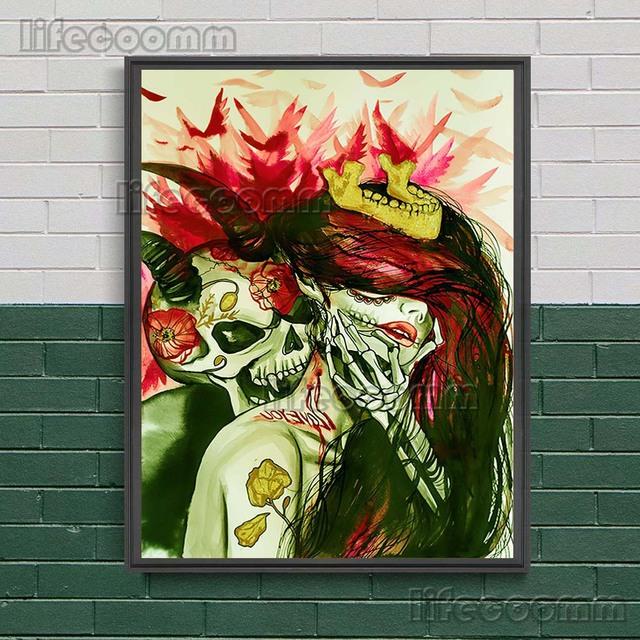 Gotycka Konstelacja Wiedźma Surrealistyczny Wydruk Sztuki Czaszki Dekoracja Ścienna Sztuka Płótno Malowanie Wystrój Domu Straszny De Wicca Plakat Wydruk Bez Ramki