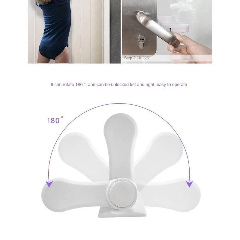 Child Baby Safety Lock Rotation Proof Professional Door Adhesive Security Latch Multi-functional Simple,Durable ABS Tool-free Installation