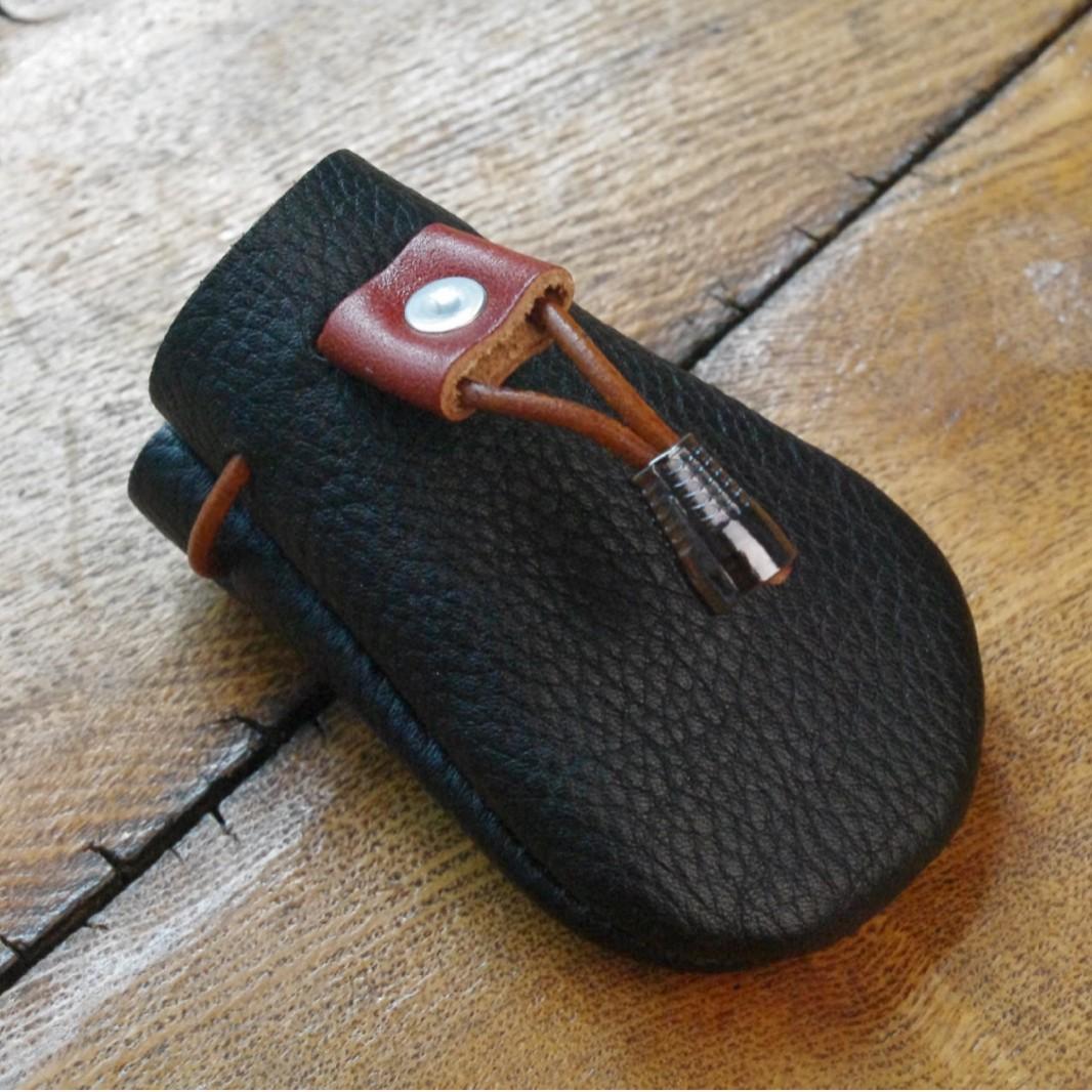 Porte-monnaie et étui pour écouteurs en cuir, Petit portefeuille minimaliste, Durable pour un usage quotidien décontracté noir