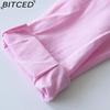 BITCED Women's 2-piece Vintage Plus-size Cotton and Linen Shirt Set High-waisted Loose Trousers