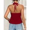 Womens V Neck Wrap Tank Top With Eyelet Embroidery Spaghetti Strap Casual Peplum Sleeveless Blouse