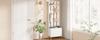 Coat Bench, White, Perforated Back Panel, 8 Golden Double Hooks, Padded Seat Bench, Wave-Front Shoe Cabinet, Height-Adjustable Shelf, LED Light Strip