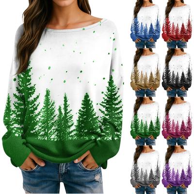 Womens  Fall Sweaters Long Sleeve Print Tops Pullover Sweaters Loose Dressy Casual Basic Clothes