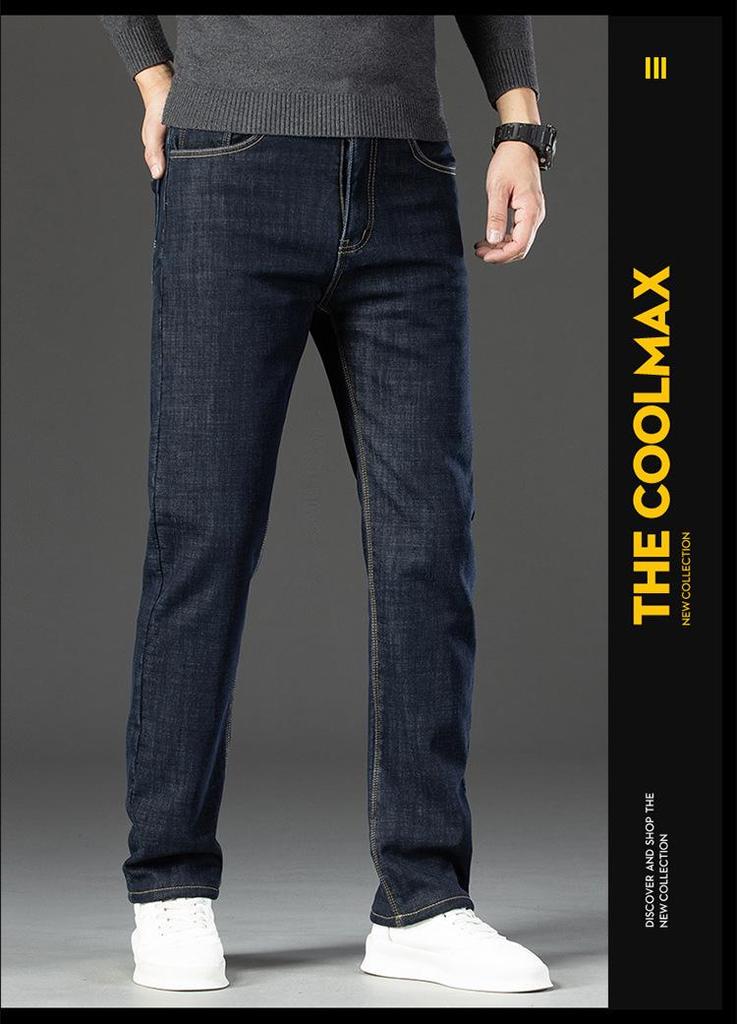 Men's Plus Size Warm Velvet-Lined Denim Pants - Loose, Straight, Winter Casual Wear