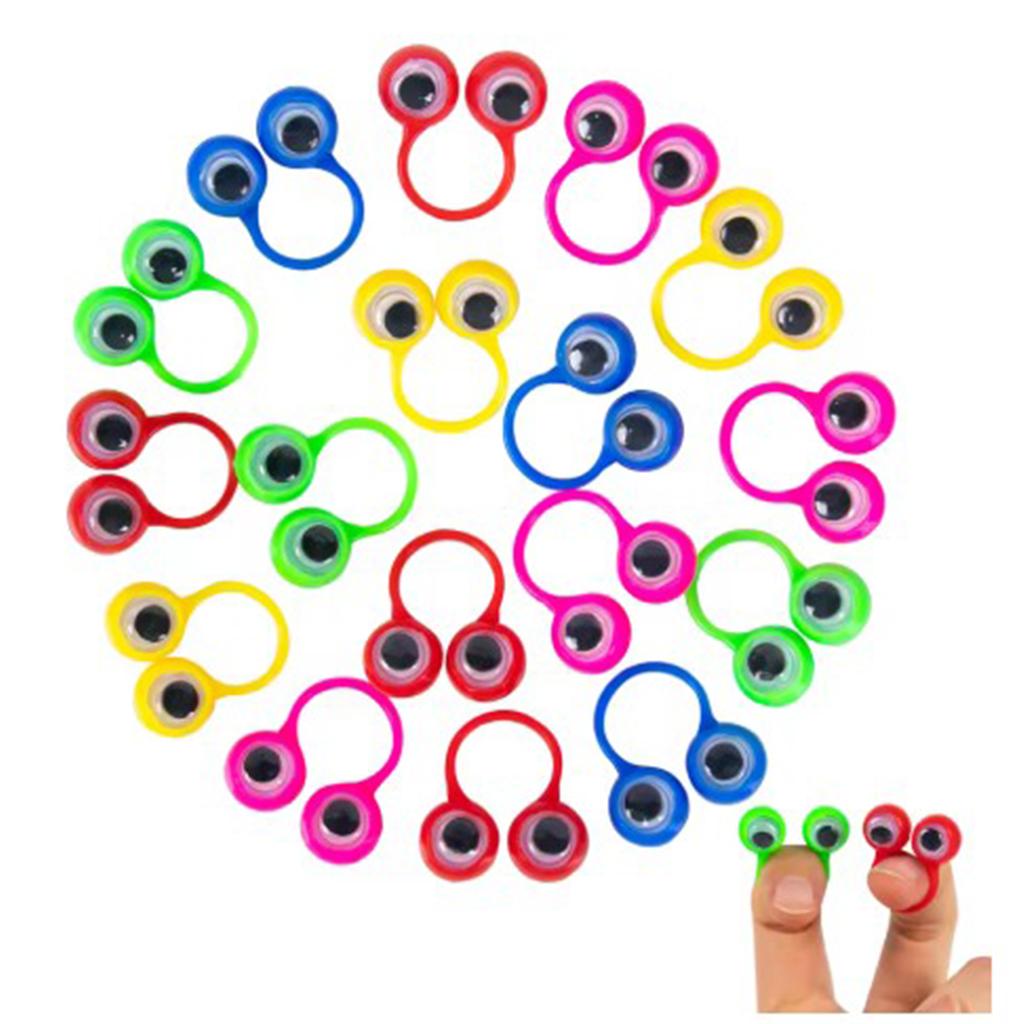 20PCS Fun Wiggle Eyeball Puppet Finger Rings Plastic Party Souvenir Toys for Kids Jokes Practical Game Gifts Birthday Decoration