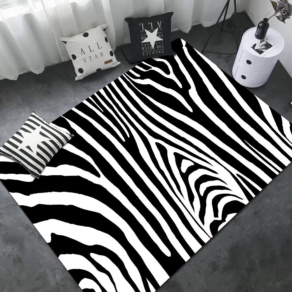 Black White Print Zebra Floor Mat INS Style Soft Bedroom Floor House Laundry Room Mat Anti-skid Bedside Area Rugs