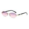 Sunglasses Personality Versatile Trend Retro Women's Oval Metal Frameless Trimmed Sunglasses