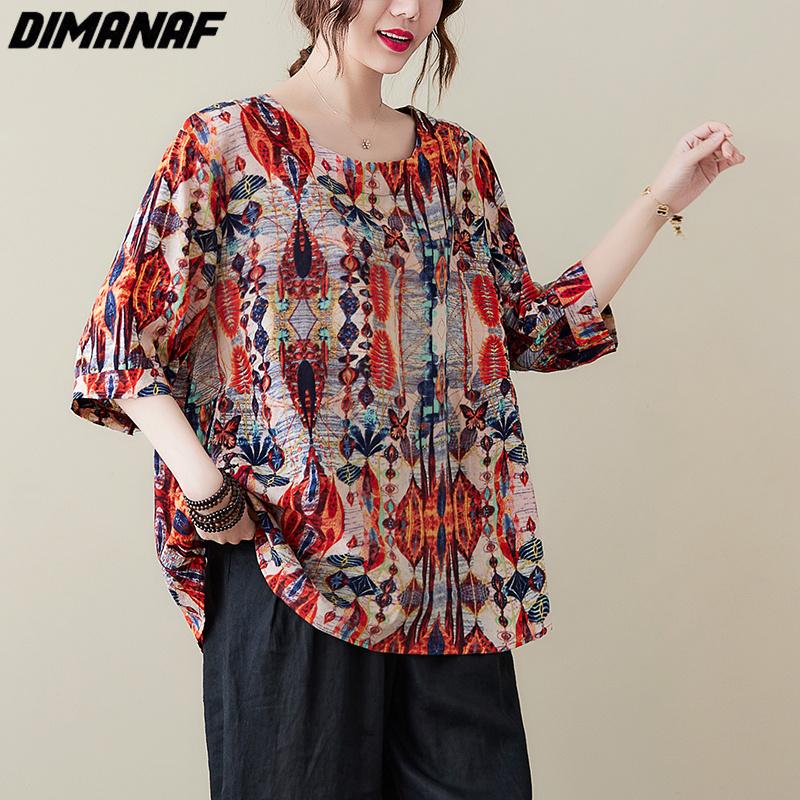 

DIMANAF 2023 футболка, новая летняя стильная винтажная футболка с принтом, повседневная женская свободная рубашка с цветочным принтом, футболки с принтом, свободная футболка большого размера с цветочным принтом