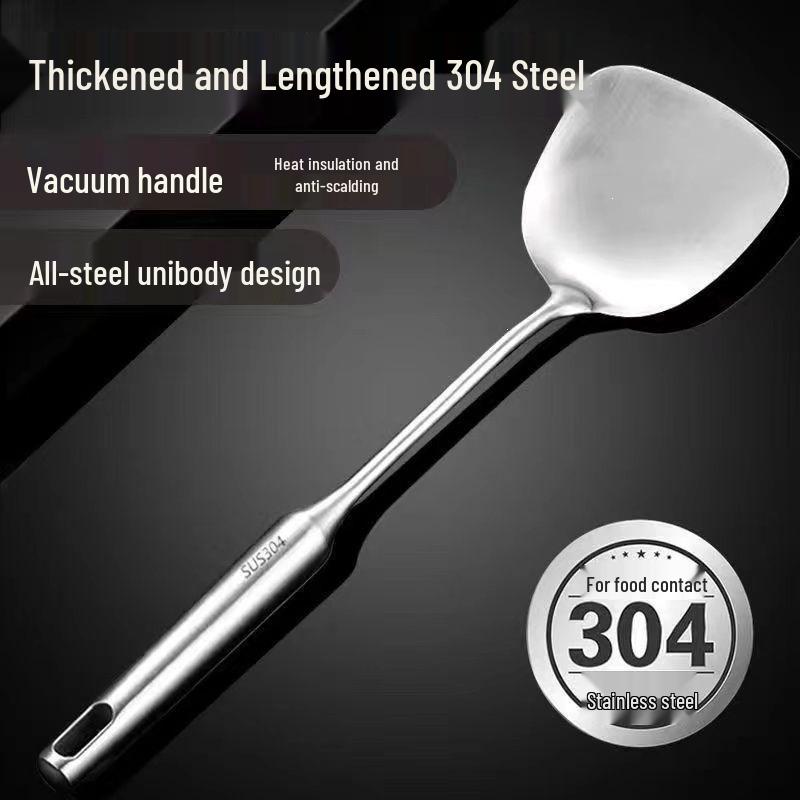 304 Stainless Steel Kitchen Tool Set: Spatula, Soup Ladle, Wok Spatula, Strainer, and Spoon - Anti-scalding, Thickened Design.