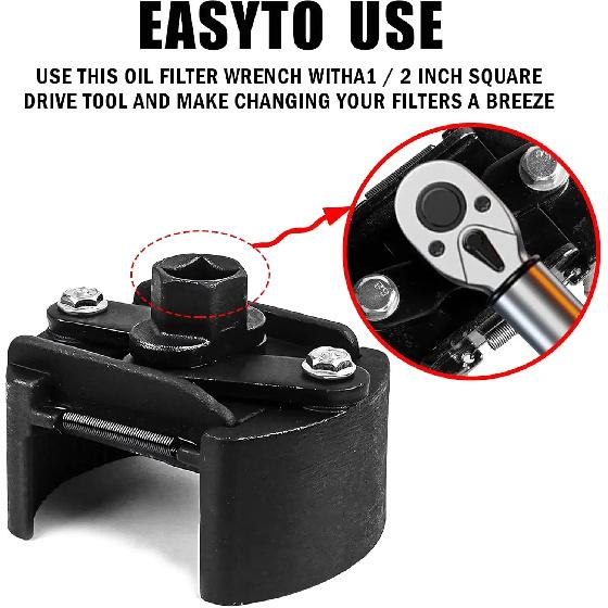 Professional Durable Universal Adjustable Oil Filter Wrench Two-Jaws 60-80mm Range Filter Remover Tool For Auto Maintenance