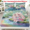 3pcs Fitted Sheet Set Soft Fluff Town Lulu-Sleepy Bunny Breathable Fitted Sheet Set for Home Decor with 2 Pillowcases For Kids