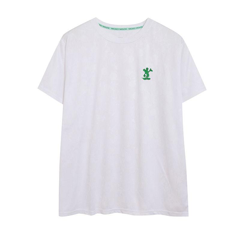 

Summer Quick-Drying Jacquard Embroider Short-Sleeved Casual Top Slight White M