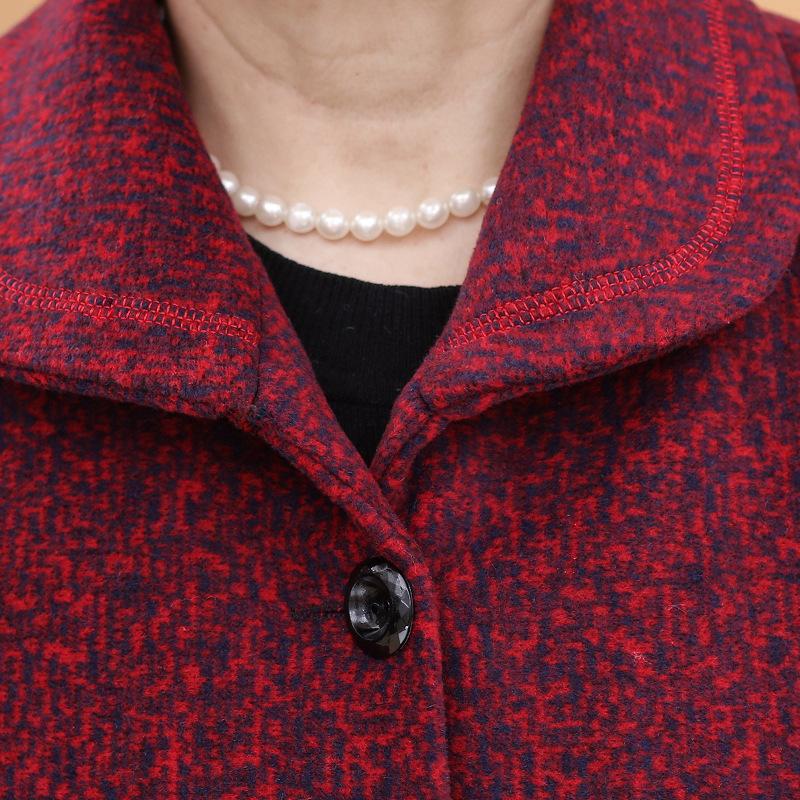 Autumn and Winter Coats, Mother's Clothes, Plus Velvet Thick Woolen Woolen Clothes, Middle-aged and Elderly Cotton-padded Clothes