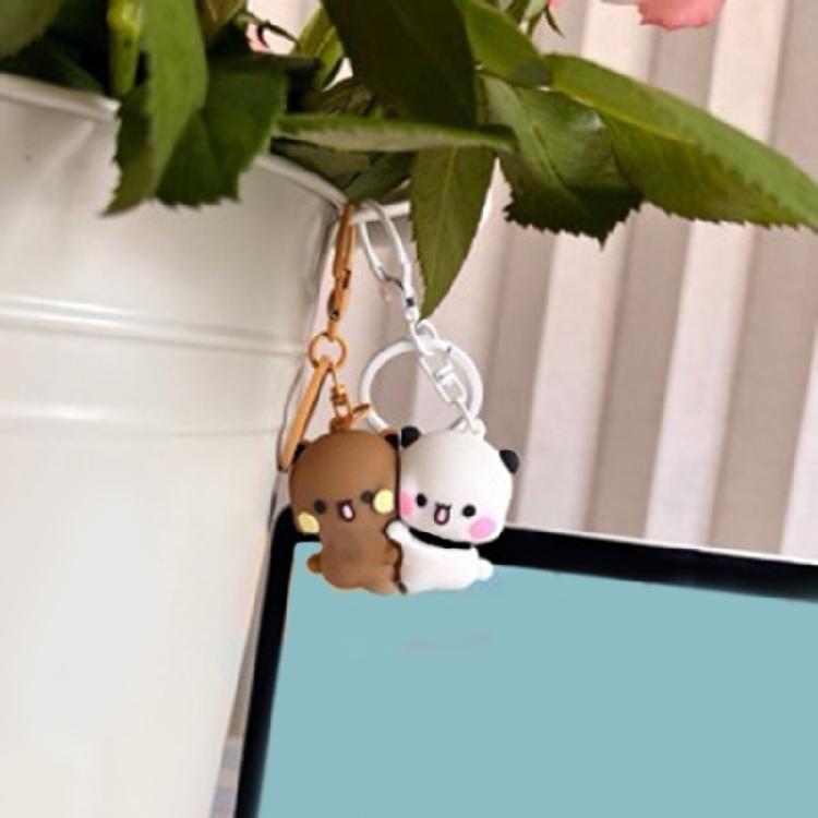 Magnetic Closure Panda Keychain Pendant Decoration Cute Cartoon Design Backpack Charm Gift for Students 1pc/2pcs