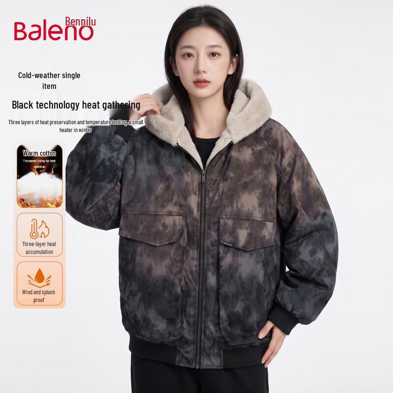 Baleno American Street Style Vintage Washed Hooded Padded Jacket