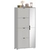 Shoe Rack with Mirror, 4 Flap Drawers, Gray
