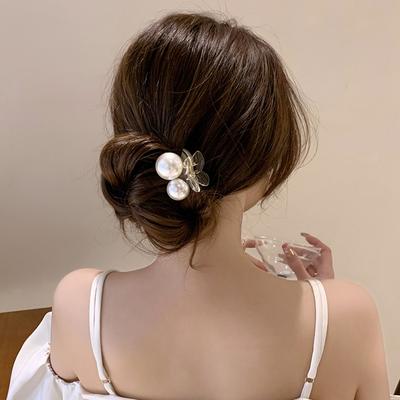 Elegante Kirsche Perle Haar Krabbe Haar Clip Bogen Haar Zubehör Für Frauen Vintage Beliebte Haar Fängt Pferdeschwanz