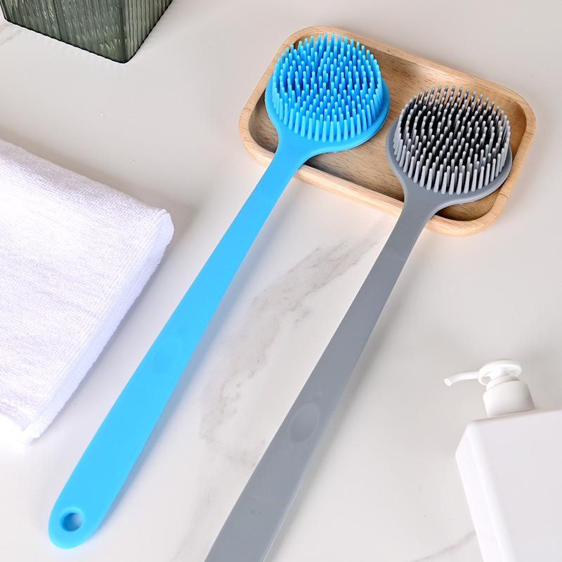 Silicone Double-Sided Back Scrubber with Long Handle for Bath & Massage