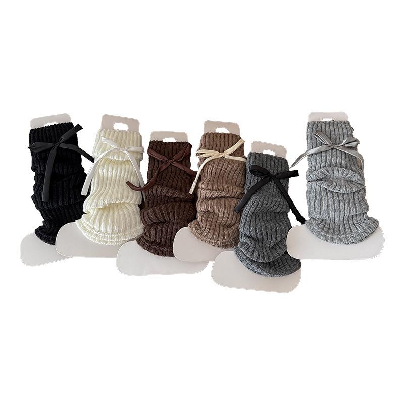 Boots Cotton Socks Cover Spring And Autumn Bow Stacking Socks Ballet Wind Wool Knitted Thickened Warm Calf Cover
