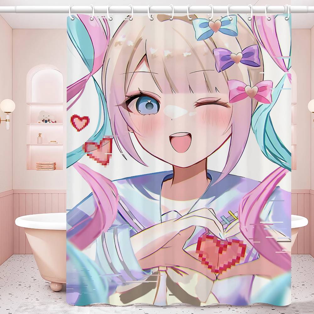 Needy-Girl Overdose Shower Curtain Bath Curtain Print Polyester Fabric Waterproof Bathroom Curtains With Hooks Bath Screen