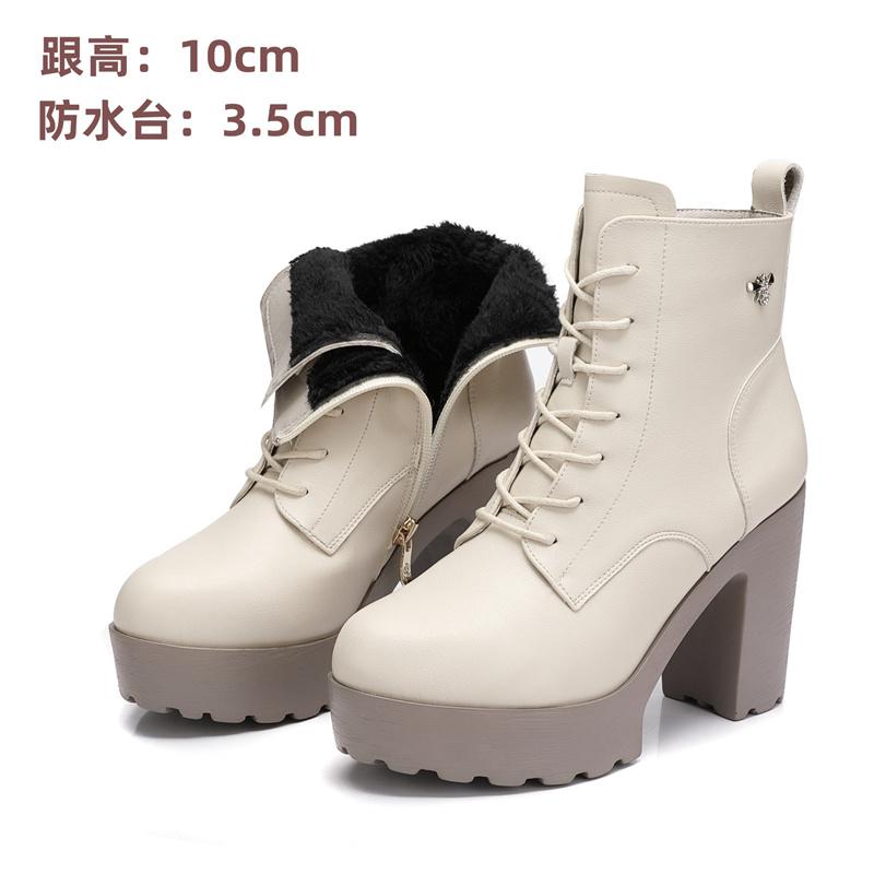 

Осенне-зимняя мода, теплые туфли на высоком каблуке из хлопка с мехом, ботинки на платформе с толстой подошвой, офисная модель, зимние ботильоны 35