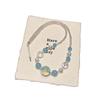 Handmade Natural Aquamarine Clear Quartz Choker Necklace Women Stylish Layering Jewelry