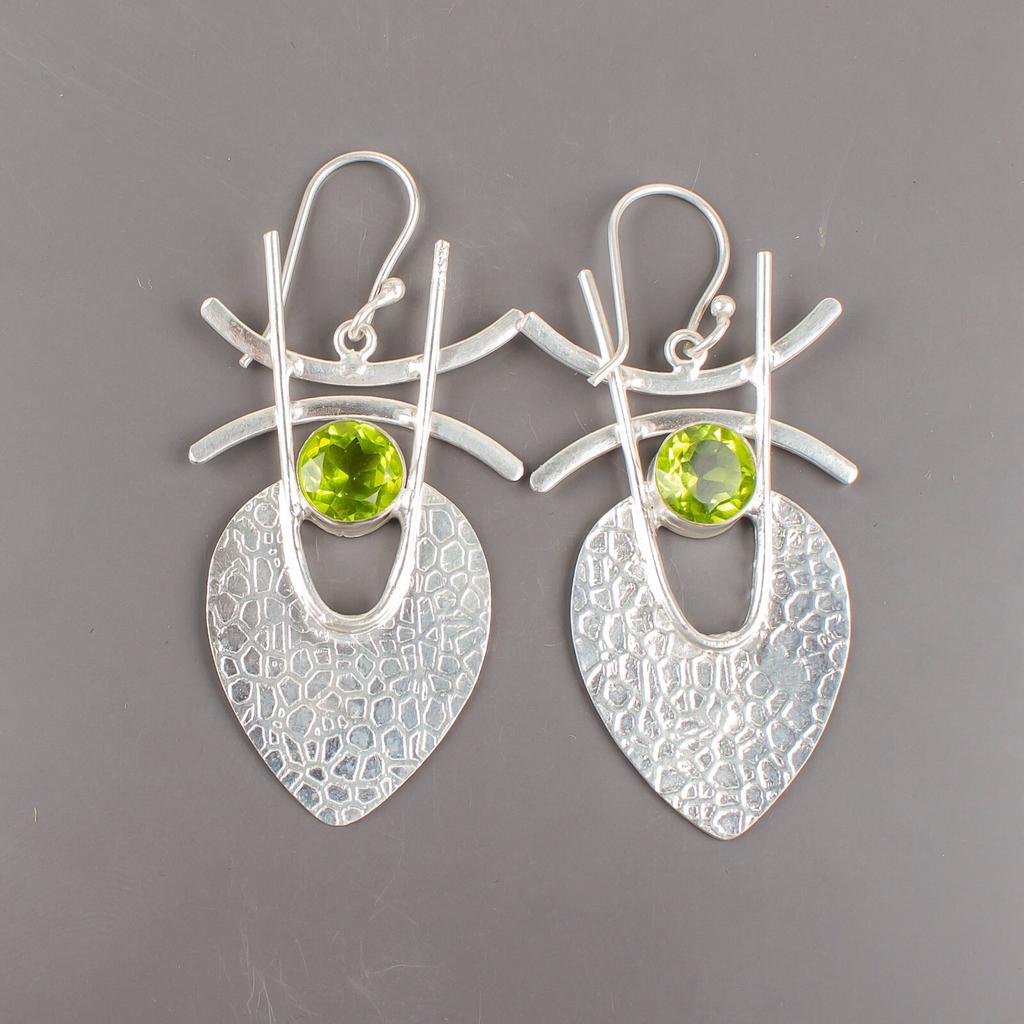 Peridot Gemstone 925 Sterling Silver Jewelry Handmade Drop/Dangle Earrings 1.78" EE-64-7