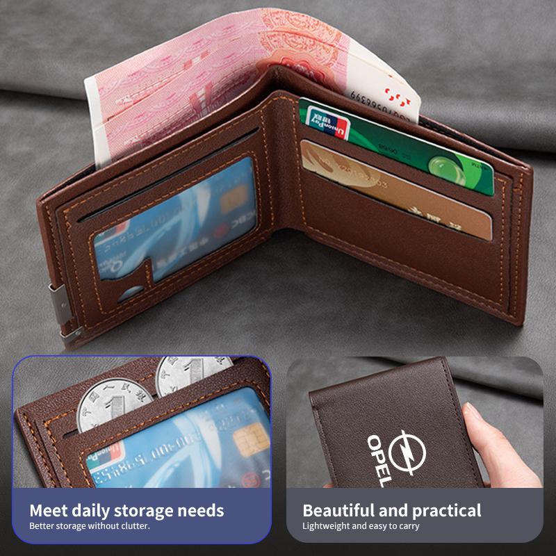 New Fashion Business Wallet Leather Car Logo Card Holder Men Coin Purse For Opel Zafira Meriva Mokka Grandland Antara Ampera
