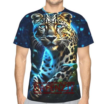 Summer Round Neck 3D Animals Tiger Lion Leopard Printed Top Fashionable Casual Short Sleeved Men's T-shirts
