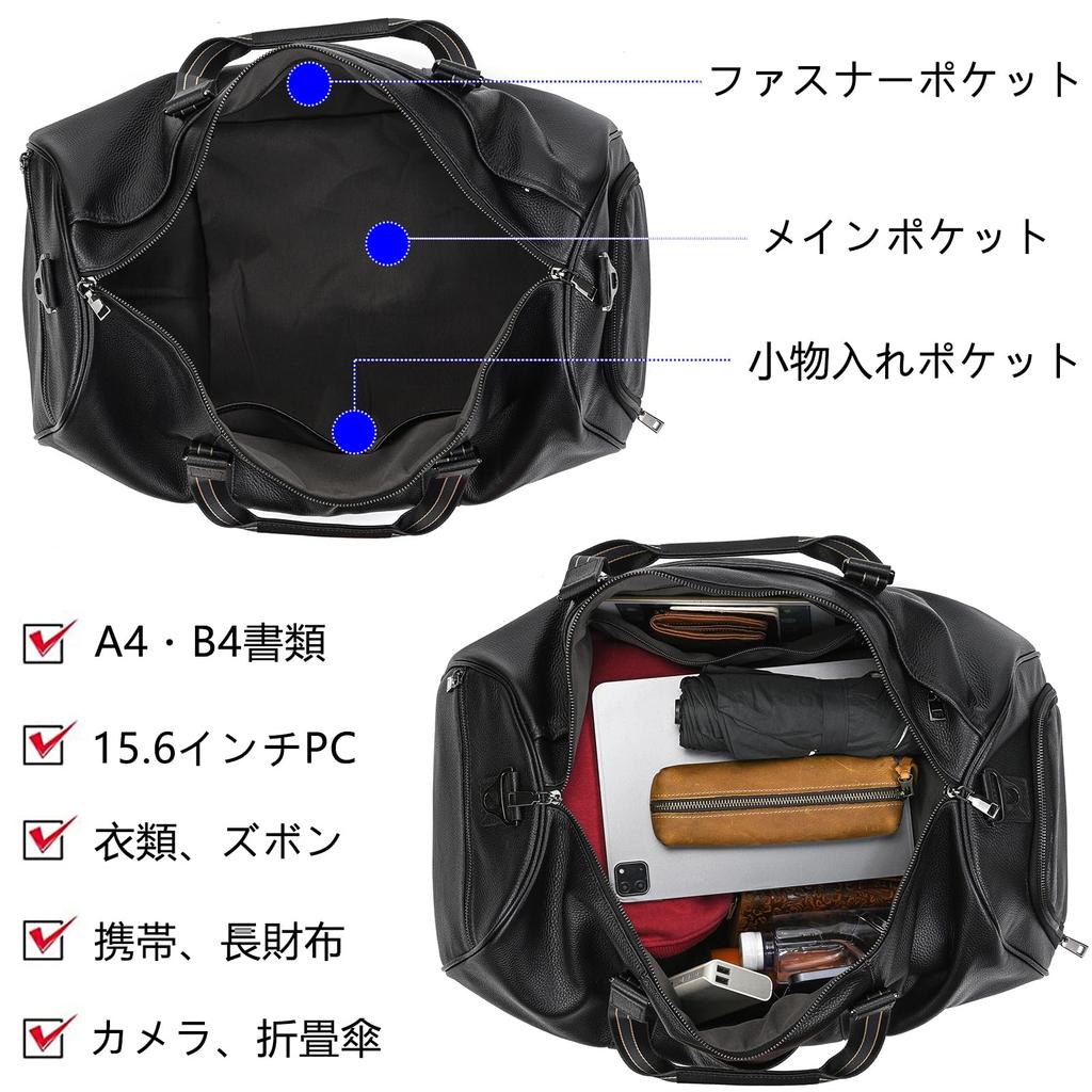 Genuine Leather Boston Bag for Large Day with Shoe Golf with Sports School Homecoming Black Men, Capacity, 1-2 Travel, Compartment, 2-Way, Carry-On,