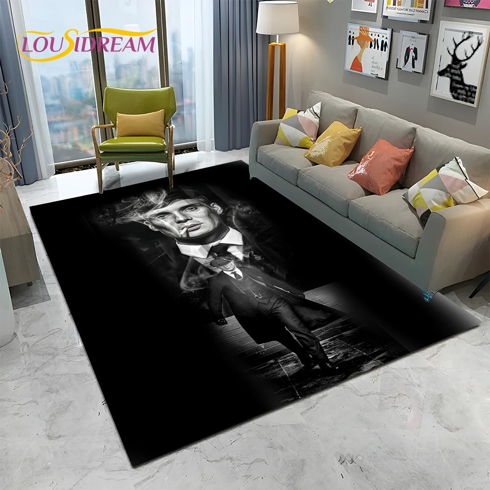 HD Tommy Shelby 3D P-Peaky Blinders Carpet Rug for Home Living Room Bedroom Sofa Doormat Decor,kids Area Rug Non-slip Floor Mat