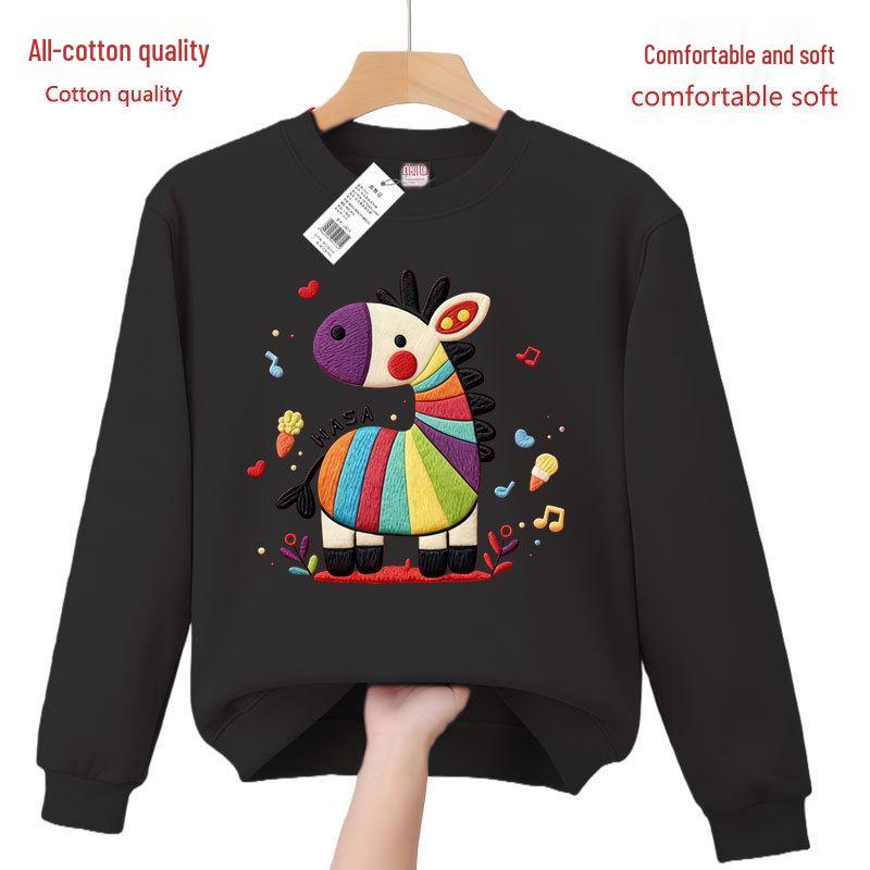 Red Zebra Print Crewneck Sweatshirt - Unisex, All Cotton, Festive New Year 2026 Horse Zodiac