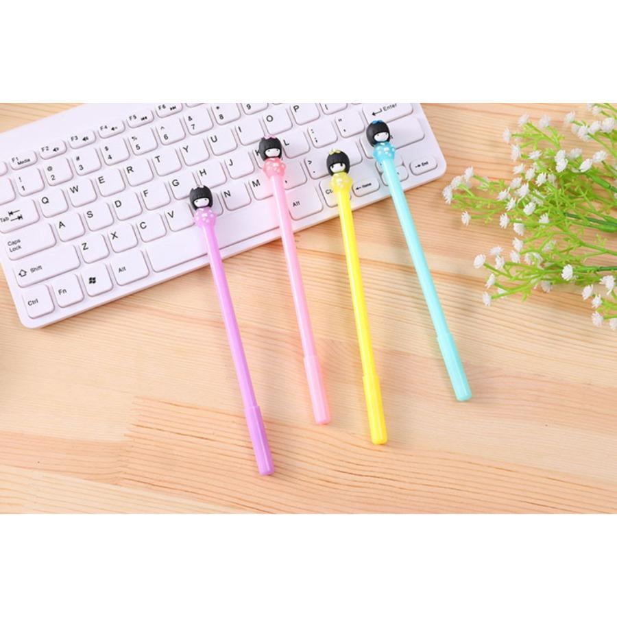 Back To School Season 10pcs 0.5mm Cute Doll Neutral Pen Creative Cartoon Kimono Girl Avatar Neutral Pen Black Water Pen Sign Pen.
