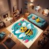 3D cartoon cute bee pattern non-slip rug, soft flannel, washable, non-slip backing, suitable for living room, bedroom, bathroom,